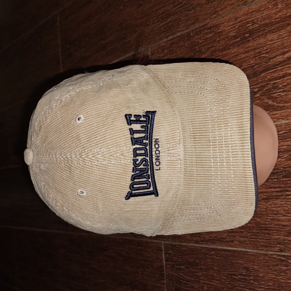 Lonsdale London Corduroy Tan Blue Dad Strapback Hat Size Adult